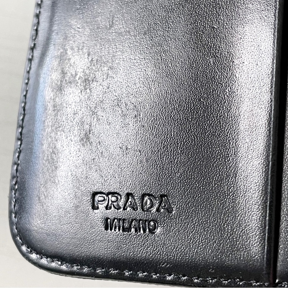 Prada black nylon enamel logo compact zip wallet vintage 90s - Picture 10 of 11